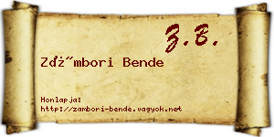 Zámbori Bende névjegykártya